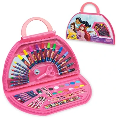 Afbeelding van Disney Stitch Kids Art Set 40 Plus Stuks Prinses Kleursets Verf Kleurpotloden Markers Krijtjes Reizen Kunstbenodigdheden Geschenken voor Kinderen (Roze Princess Setje)