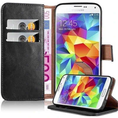 Afbeelding van Cadorabo Hoesje geschikt voor Samsung Galaxy S5 / NEO in ZWART GRAFIET Beschermhoes met magnetische sluiting, standfunctie en kaartvakje Book Case Cover Etui