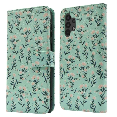 Afbeelding van Samsung Galaxy A13 (4G) Hoesje Kunstleder imoshion Bookcase Blue Flowers Telefoonhoesje