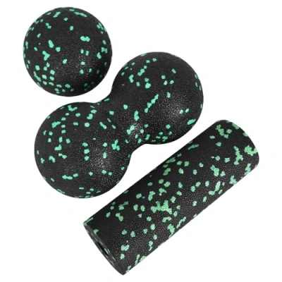 Afbeelding van Fasciabal en fasciaroller set, massagebal, duobal, fascia lacrosse bal, massageballen, fasciaballen voor voeten, rug, nek, wervelkolom, handen, fasciarol, kleine fasciaset (3 stuks)