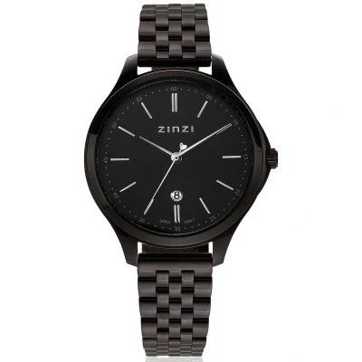 Afbeelding van ZINZI Classy horloge 34mm zwarte wijzerplaat stalen kast en band, datum ziw1037
