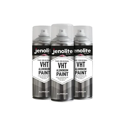 Afbeelding van JENOLITE VHT aluminium verf mat zilver 3 x 400ml (hittebestendig 650 C perfect voor gebruik in de auto en gebieden blootgesteld aan hoge hitte roest corrosiebestendig)