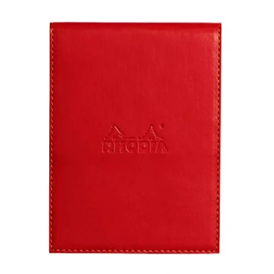 Afbeelding van RHODIA 128213C Klembord Case + Nietbaar Kladblok N12 Poppy 8,5x12 cm Gevoerd 80 Afneembare Vellen 80G Wit Clairefontaine Papier Potlood Houder Faux Leer Rhodiarama Collection