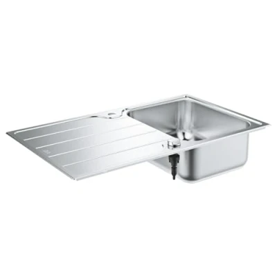 Afbeelding van Grohe rechthoekige enkele spoelbak bladmontage opbouw afvoerplug vuilafstotend waste rvs 304 hxbxd 195x860x500mm 31571sd1