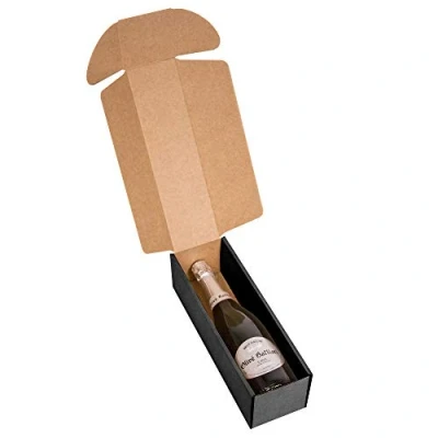 Afbeelding van Verpakking met 4 geschenketuis 1 fles, doos voor cava of champagne, zwart, geschenkdoos