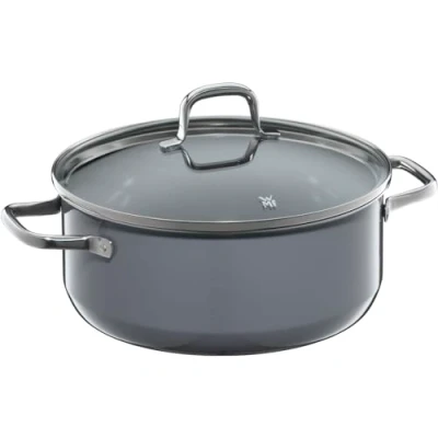 Afbeelding van WMF Fusiontec Essential Kookpan, groot, 24 cm, glazen deksel, inductie, 4,4 l, high tech keramiek, krasbestendig, ongecoat, grijs, Made in Germany
