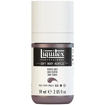 Afbeelding van Liquitex 1959505 Professional Acrylfarbe Soft Body Künstlerfarbe in cremiger deckender Konsistenz, hohe Pigmentierung, lichtecht &amp; alterungsbeständig, 59ml Flasche Gedämpftes Grau