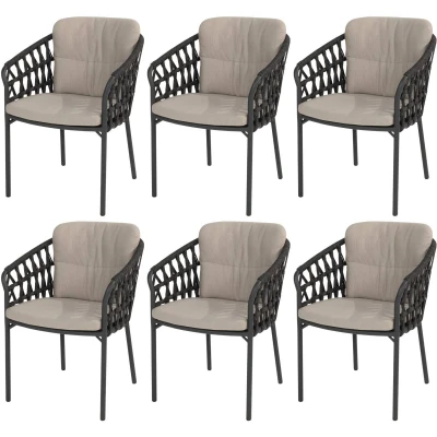 Afbeelding van Albareto dining tuinstoel antraciet rope Taste 4SO set van 6