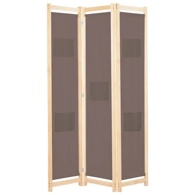 Afbeelding van Kamerscherm met 3 panelen 120x170x4 cm stof bruin