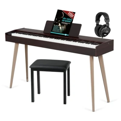 Afbeelding van McGrey DP 17 WD Design digitale piano set 88 gewogen toetsen met hamermechaniek en aanslagrespons 128 klanken 600 begeleidingsritmes incl. bank koptelefoon Donker walnoot
