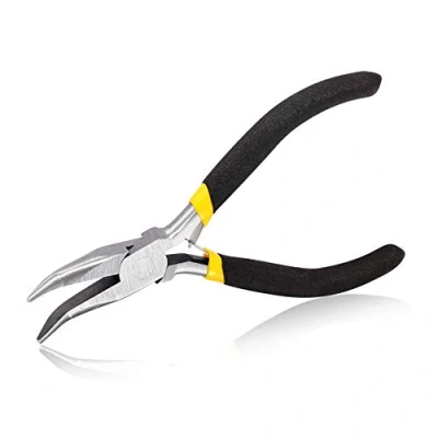 Afbeelding van SPEEDWOX gebogen neus tang lang bereik 5 inch mini slanke ketting glad kaken precisie fijne met bladveren voor besloten ruimtes sieraden maken ambachten