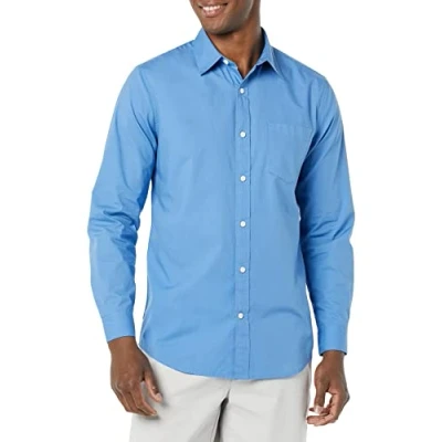 Afbeelding van Amazon Essentials Slim Fit Stretch Poplin Shirt met lange mouwen voor heren, lichtblauw, S