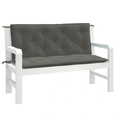 Afbeelding van Tuinbankkussens 2 st 120x50x7 cm stof gemêleerd donkergrijs