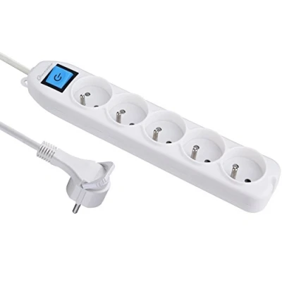 Afbeelding van Electraline 32042 stekkerdoos 5 voudig met schakelaar/platte stekker, 1,5 m, wit