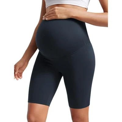 Afbeelding van CRZ YOGA Butterluxe Zwangerschapsbikershorts voor dames, over de buik 8 inch Actieve kleding zwangerschapsyoga echte marine S