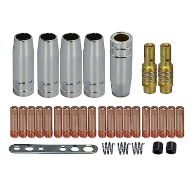 Afbeelding van RIVERWELD MB15 15AK Contact Tip M6 0.8mm &amp; Tips Houder Diffuser Shield Cup voor MIG Lastoorts 33 stks