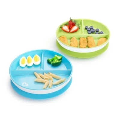 Afbeelding van Munchkin 2 Stuks Groen/Blauw Bordjes met Zuignap 05191601
