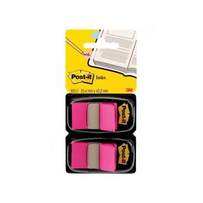 Afbeelding van Post it Index Standaard, Ft 24,4 X 43,2 Mm, Houder Met 2 50 Tabs, Roze