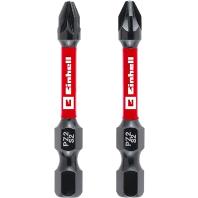 Afbeelding van Originele Einhell Impact bits, 2 delig, 50 mm, PZ2 (S2 staal, torsiezone, efficiënte krachtoverbrenging, rode kleurring, C 6,3 schacht)