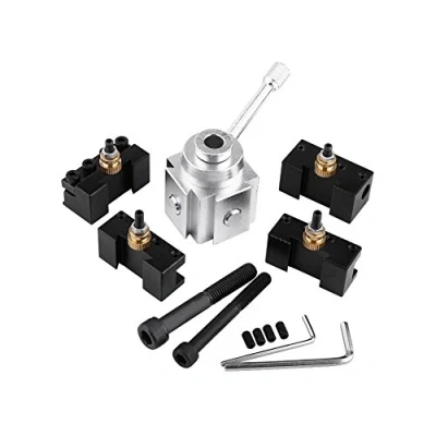 Afbeelding van Draaibank Quick Change Tool, Saai Bar Draaien Facing Houder Moersleutel Aluminium Snelwissel Mini Gereedschaphouder Post Cutter Schroef Kit Set