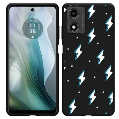 Afbeelding van Cazy Hoesje geschikt voor Motorola Moto E14 Siliconen Zwart Bliksemschichten
