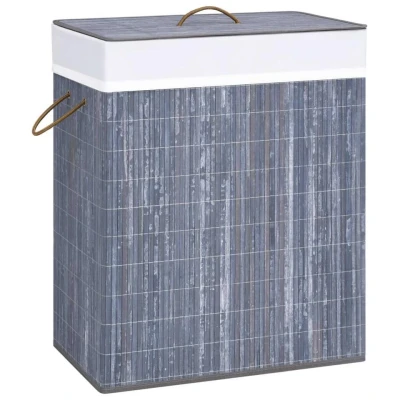 Afbeelding van Wasmand met 2 vakken 100 L bamboe grijs