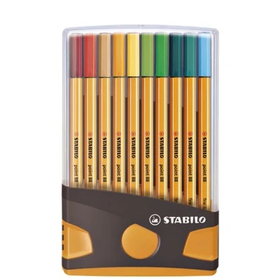 Afbeelding van Fineliner STABILO point 88/20 ColorParade rollerset antraciet/oranje fijn assorti etui à 20 stuks