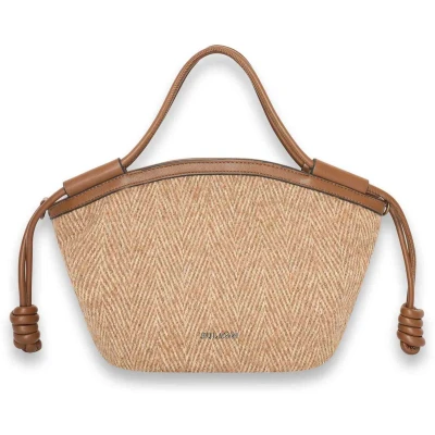 Afbeelding van Herringbone shopper ( cognac kleurige )