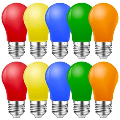 Afbeelding van 10 stuks gekleurde gloeilampen LED 1W E27 verlichting gloeilampen, 220V AC lampen peervorm, gemengde kleuren rood groen blauw oranje geel