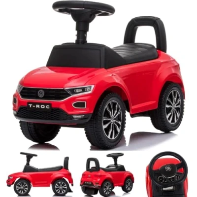 Afbeelding van Kinderauto Volkswagen loopauto vanaf 1 jaar met claxon, verchroomde velgen, opbergvak onder de stoel (Rood)
