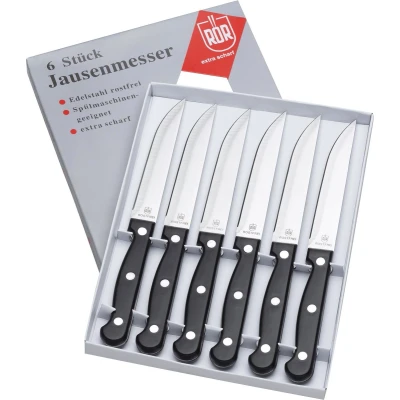 Afbeelding van RÖR Solingen Steakmes Glad RVS Lemmet 11.5 cm Kunststof Heft 6 delig