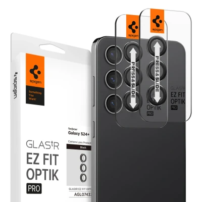 Afbeelding van 2 Pack Screenprotectors Samsung Galaxy S24 Plus: Spigen tR Optik (2Pack) Glas Zwarte randen