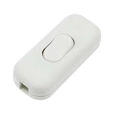 Afbeelding van Snoerschakelaar, 1 stuks, lampschakelaar, inline on/off, tafellamp, bureaulamp, kabelschakelaar voor 2 en 3 aderige kabels, 6 A, 250 V, mat wit