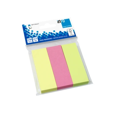 Afbeelding van Info Page Markers papier brilliant 25x75mm, 3 kleuren