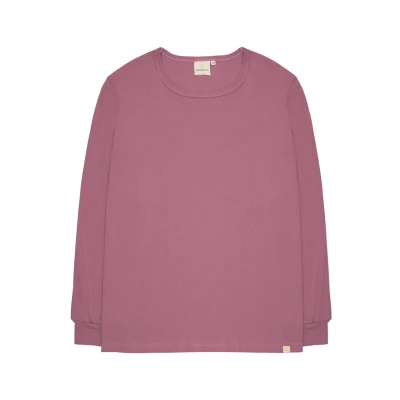 Afbeelding van greenjama Damesshirt met lange mouwen van Derby Rib, GOTS gecertificeerd pyjamabopje, druif, 44, grape, 44