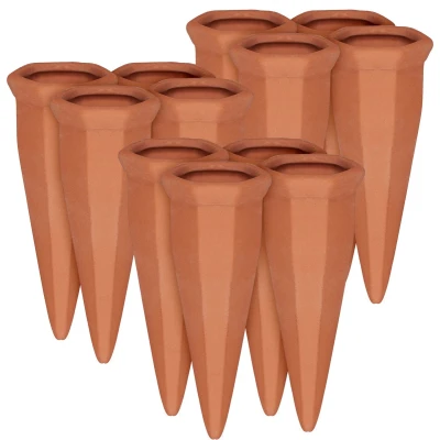 Afbeelding van Relaxdays 12x druppelsysteem voor petfles bewateringssysteem terracotta
