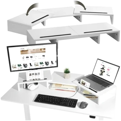 Afbeelding van tectake® Monitorstandaard, 3 delen, inclusief smartphonehouder