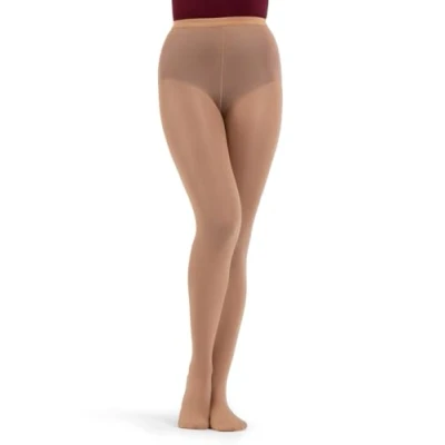 Afbeelding van Capezio Hold &amp; Stretch panty voor dames, veelzijdige damespanty, semi ondoorzichtig, professionele naadloze danspanty met elastische tailleband oefening en prestaties zonnebruin, S (Small)