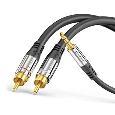 Afbeelding van Sonero Premium audio adapterkabel, 1,50 m, 3,5 mm jack naar 2x tulpstekker, vergulde contacten, zwart
