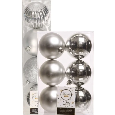 Afbeelding van Decoris kerstballen 10x stuks zilver 8 10 cm kunststof Kerstbal