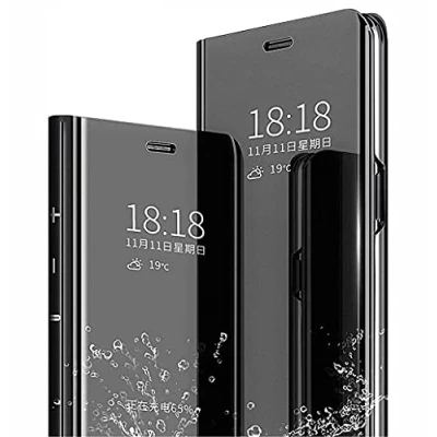 Afbeelding van SEEKO hoesje voor Samsung Galaxy A53 5G, Smart Flip Clear View Doorschijnende staande hoes, autoslaap en wakker spiegelplating, volledig beschermend schokbestendig zwart