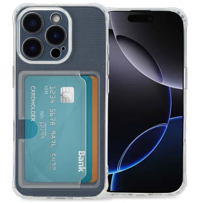 Afbeelding van Apple iPhone 16 Pro Hoesje Met pashouder Siliconen en TPU (zacht) imoshion Softcase/Backcover Transparant Telefoonhoesje