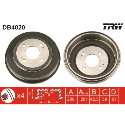 Afbeelding van Trw Remtrommel DB4020