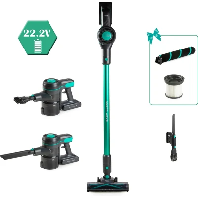 Afbeelding van PRIMO PR509SV 3 in 1 Steelstofzuiger Draadloos Stofzuiger zonder zak Kruimelzuiger Extra fluffybrush Grijs/Groen