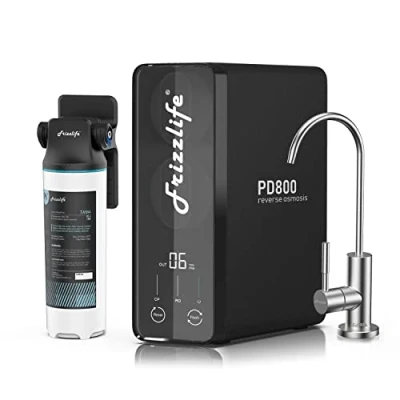Afbeelding van Frizzlife RO Omgekeerde Osmosewaterfiltratiesysteem 800 GPD Snelle Stroom onder Spoelbak Filter, Tankless, vermindert TDS, Compact, Alkalisch Mineraal PH, 2: 1 Afvoerverhouding, USA Tech Support, PD800 TAM4