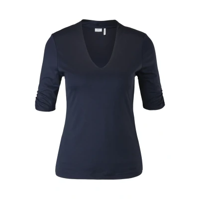 Afbeelding van s.Oliver BLACK LABEL slim fit T shirt van viscose in donkerblauw