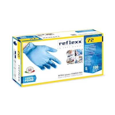 Afbeelding van Reflexx R72, poedervrije nitril handschoenen, S, lichtblauw, 100