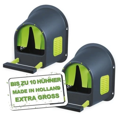 Afbeelding van Meine Hennen x Olba legnest voor kippen in antraciet/limoengroen Mycozynest maximaal 5 wandmontage kippennest gevogeltenest