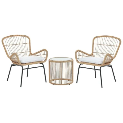 Afbeelding van Beliani Bistroset LABICO Beige pe rotan