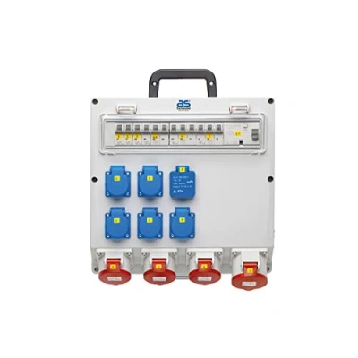 Afbeelding van as Schwabe wandverdeler klaar voor aansluiting uitgang 5 x Schuko, 3 CEE (400 V/16 A/5 polig), 1 V/32 2 USB bouwstroomverdeler NYM J tot 10 verdeelkast IP44,